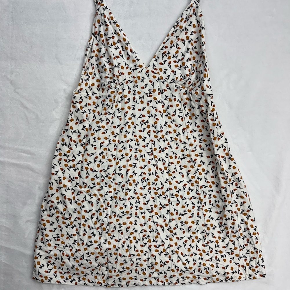 RVCA Floral Tank Top Women Med Small Boho Cottagecore Summer Cami Linen Blend